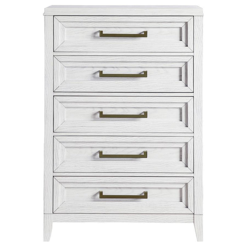 Marielle - 5-Drawer Bedroom Chest - Distressed White - JaxCo Furniture