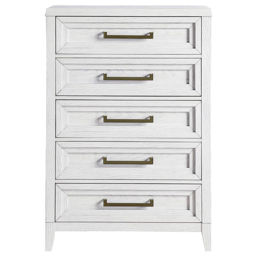 Marielle - 5-Drawer Bedroom Chest - Distressed White - JaxCo Furniture