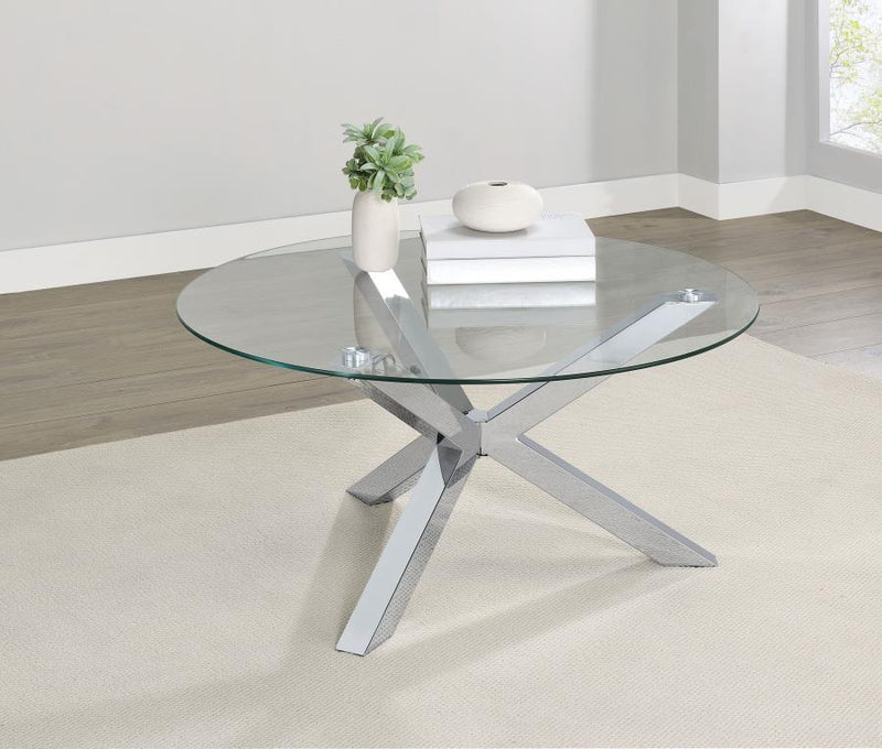 Kenzie - Round Tempered Glass Top Table - JaxCo Furniture