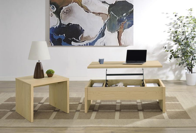 Canoga - Lift Top Cocktail Coffee Table Set - Light Oak - JaxCo Furniture