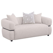 Jeanette - 73" Fabric Upholstered Round Arm Loveseat - Beige - JaxCo Furniture
