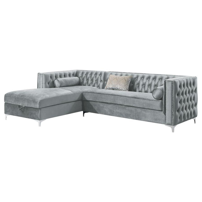 Bellaire - Upholstered Storage Chaise Sectional Sofa - Gray - JaxCo Furniture