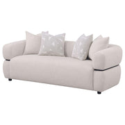 Jeanette - 84" Fabric Upholstered Round Arm Sofa - Beige - JaxCo Furniture