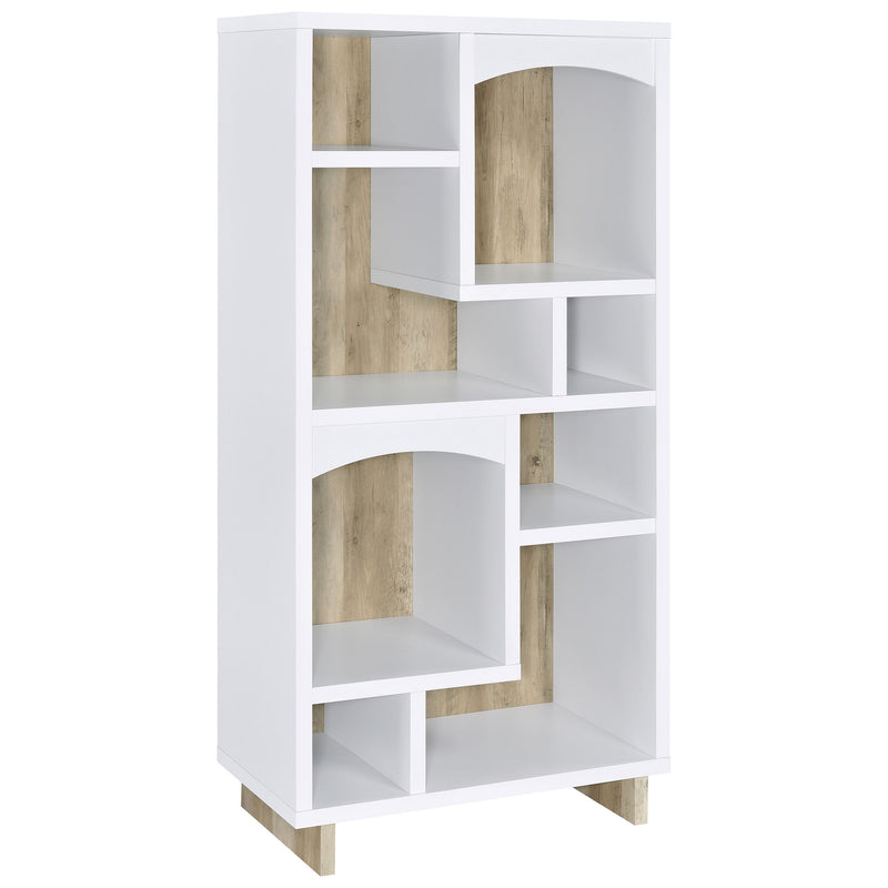 Dalton - 6-Shelf Bookcase - White And Distressed Pine - JaxCo Furniture