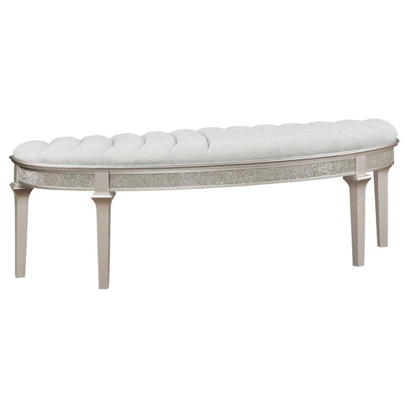 Evangeline - Curved Fabric Upholstered Bench - Silver Oak - JaxCo Furniture