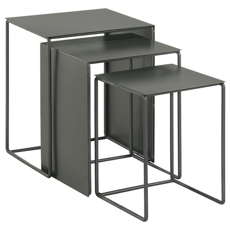 Imez - 3 Piece Rectangular Metal Nesting Table Set - Gray - JaxCo Furniture