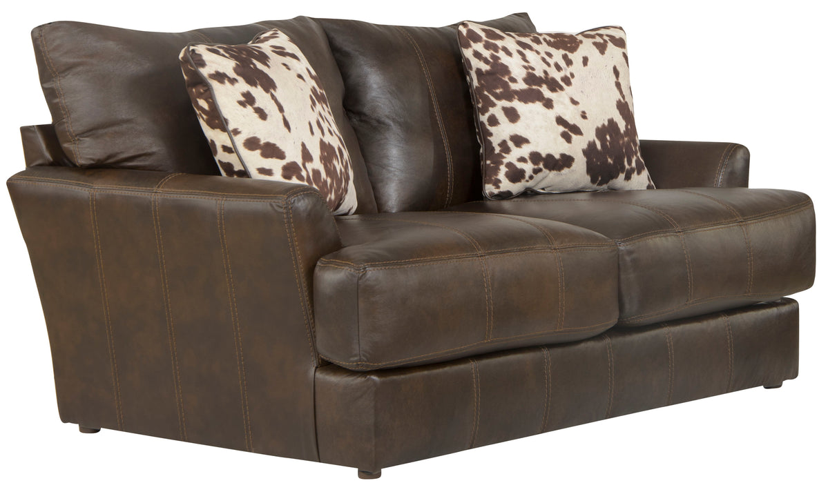 Pavia - Top Grain Italian Leather Loveseat With Cuddler Cushions - Cocoa - JaxCo Furniture