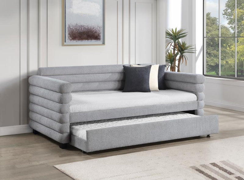 Patricia - Boucle Upholstered Day Bed With Trundle - JaxCo Furniture
