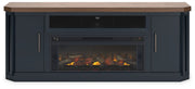 Landocken - Two-tone - 83" TV Stand With Electric Fireplace - JaxCo Furniture