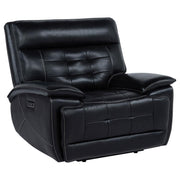 Hewitt - Leather Upholstered Dual Power Recliner Chair - Black - JaxCo Furniture
