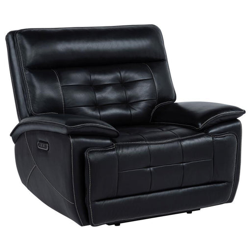 Hewitt - Leather Upholstered Dual Power Recliner Chair - Black - JaxCo Furniture