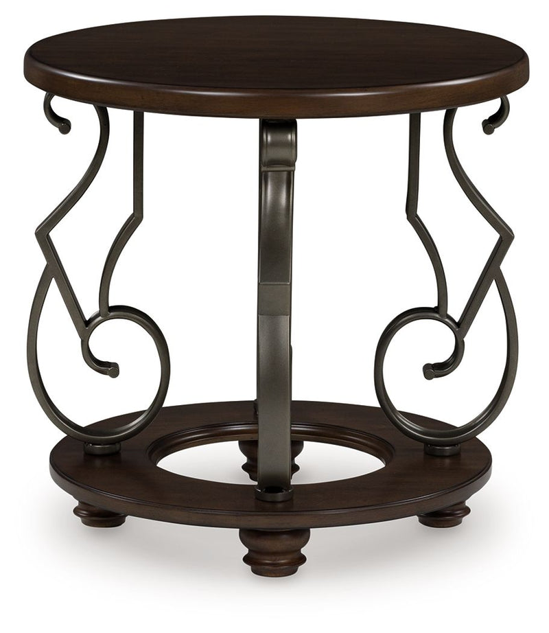 Frallyn - Dark Brown - Round End Table - JaxCo Furniture