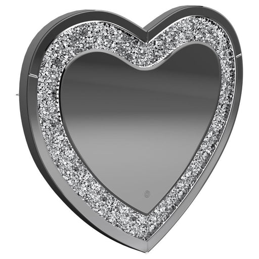 Aiko - Heart Shaped LED Light Wall Mirror - Silver - JaxCo Furniture