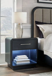 Rowanbeck - Black - One Drawer Night Stand - JaxCo Furniture