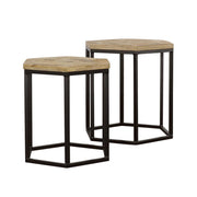 Adger - 2 Piece Hexagonal Nesting Tables - Natural And Black - JaxCo Furniture