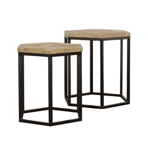 Adger - 2 Piece Hexagonal Nesting Tables - Natural And Black - JaxCo Furniture