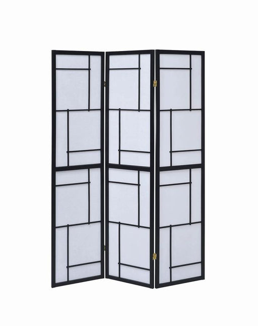 Damis - 3-Panel Room Divider Folding Shoji Screen - Black - JaxCo Furniture