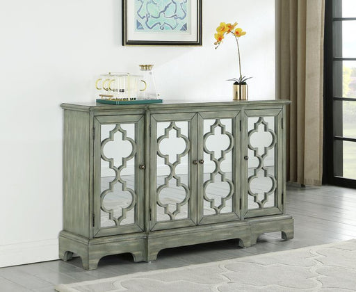 Erigeron - 4 Door Wood Trellis Storage Accent Cabinet - Gray - JaxCo Furniture