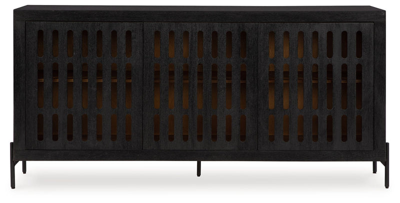 Vallisburg - Black / Natural - Accent Cabinet - JaxCo Furniture