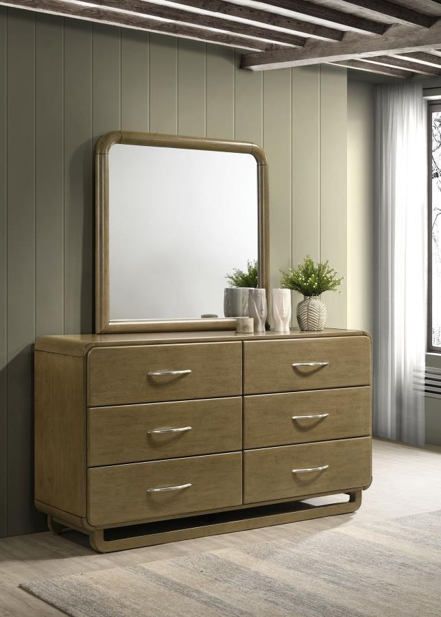 Amsbury - 6-Drawer Dresser And Mirror - Nutmeg - JaxCo Furniture