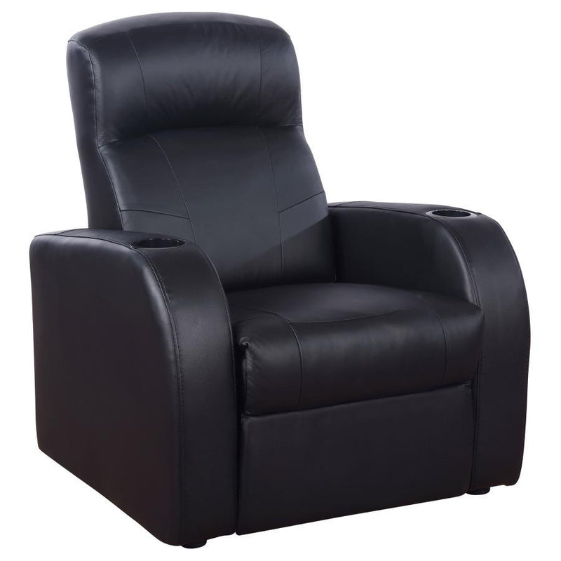 Cyrus - Upholstered Track Arm Recliner - Black - JaxCo Furniture
