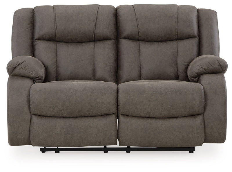 First Base - Gunmetal - Reclining Loveseat - JaxCo Furniture