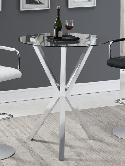 Denali - Round Glass Top Bistro Bar Table - Chrome - JaxCo Furniture