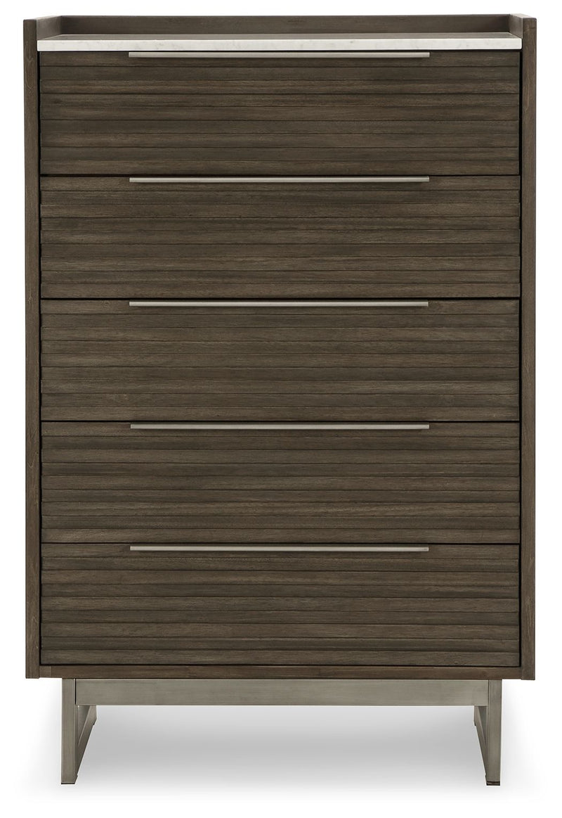 Arkenton - Grayish Brown / White - Five Drawer Chest - JaxCo Furniture