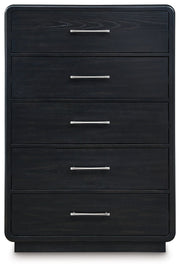 Rowanbeck - Black - Five Drawer Chest - JaxCo Furniture