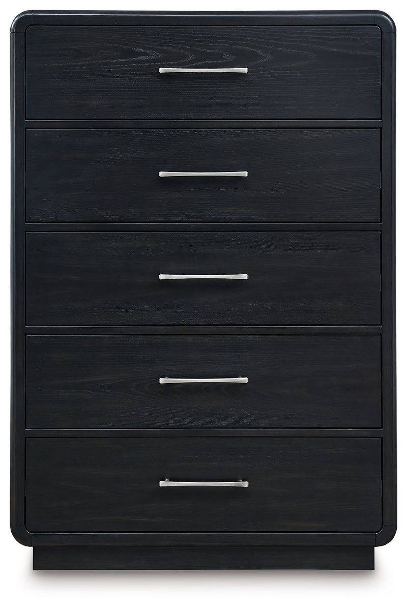 Rowanbeck - Black - Five Drawer Chest - JaxCo Furniture