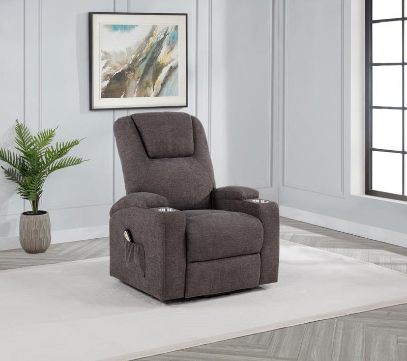 Louie - Chenille Upholstered Power Lift Massage Chair - JaxCo Furniture