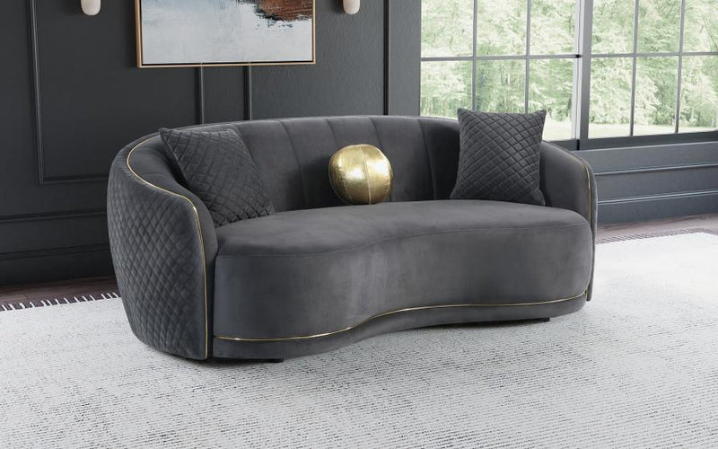 Brookside - Velvet Upholstered Curved Sofa - Dark Gray - JaxCo Furniture