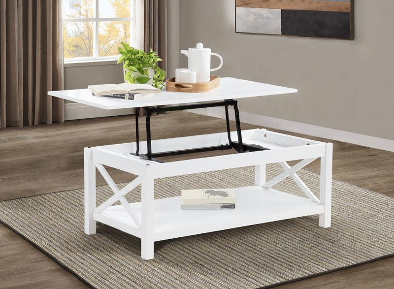 Skyview - 44" Rectangular Lift Top Coffee Table - White - JaxCo Furniture