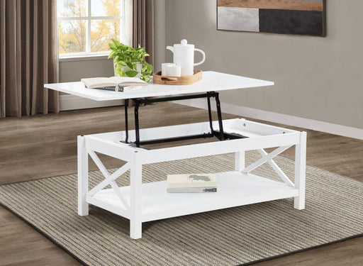 Skyview - 44" Rectangular Lift Top Coffee Table - White - JaxCo Furniture