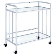 Cara - 2-tier Rectangular Glass Shelf Metal Bar Cart - JaxCo Furniture