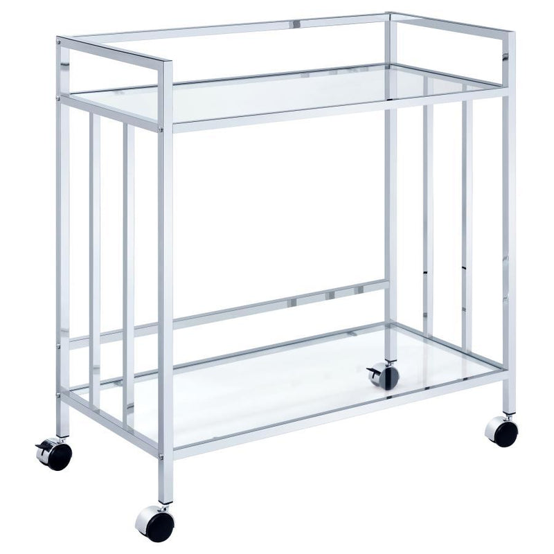Cara - 2-tier Rectangular Glass Shelf Metal Bar Cart - JaxCo Furniture