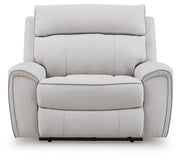 Social Pointe - Pearl / Ash - Power Recliner / Adjustable Headrest - JaxCo Furniture