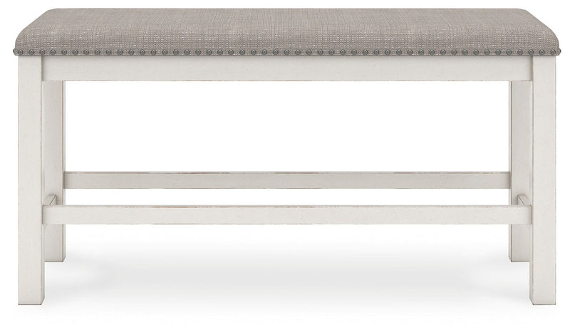 Robbinsdale - Antique White - Dbl Counter Height Upholstered Dining Bench - JaxCo Furniture