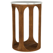Berkeley - Round Marble Top Side Table - White And Brown - JaxCo Furniture