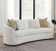Rainn - Boucle Upholstered Sloped Arm Sofa - Latte - JaxCo Furniture