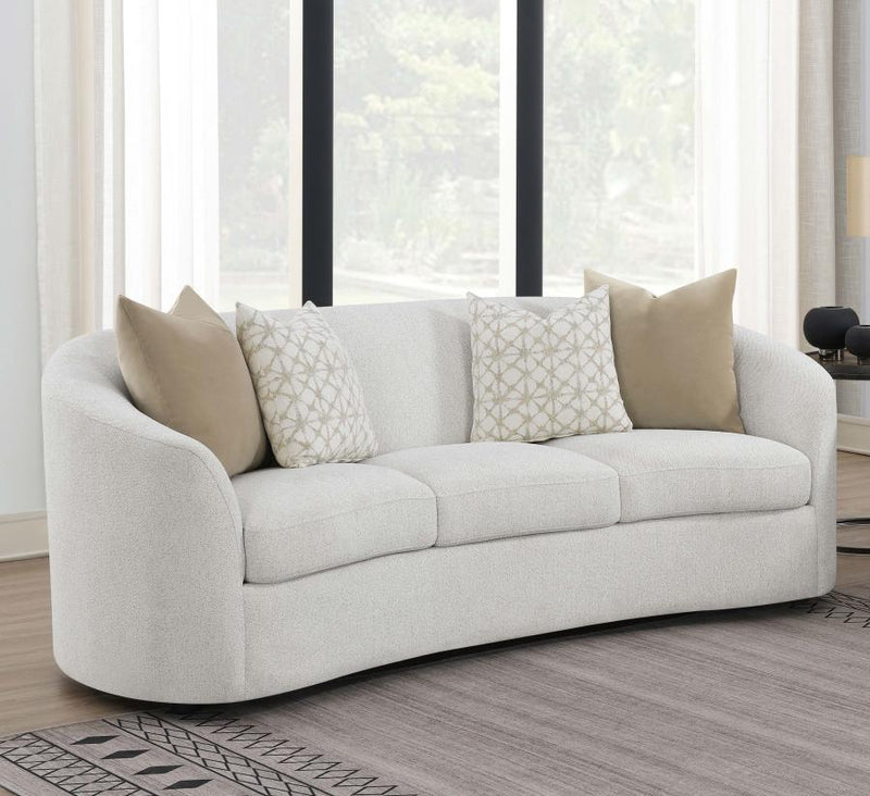Rainn - Boucle Upholstered Sloped Arm Sofa - Latte - JaxCo Furniture