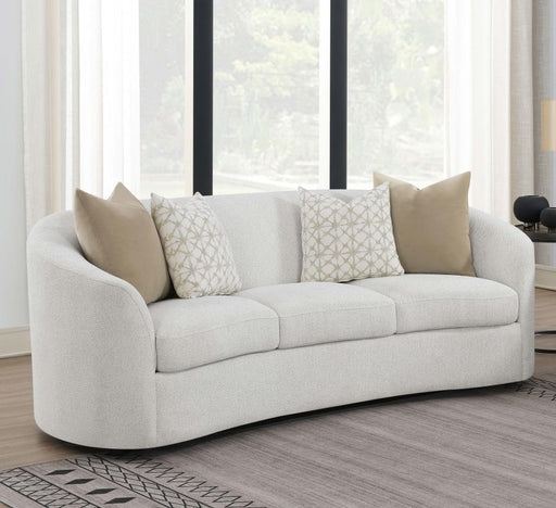 Rainn - Boucle Upholstered Sloped Arm Sofa - Latte - JaxCo Furniture