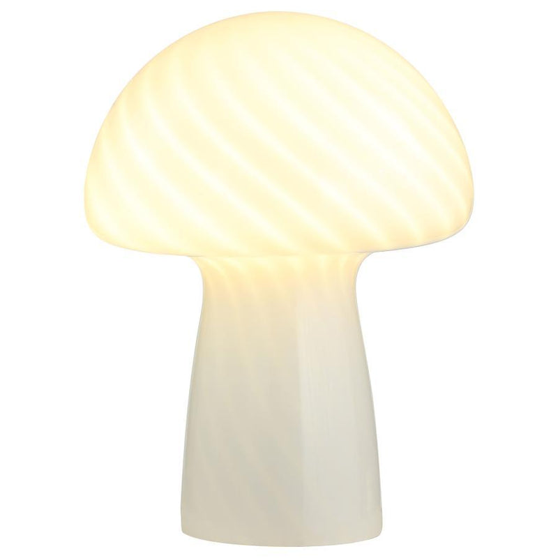 Kanaby - Mushroom Shaped Glass Bedside Table Lamp - White - JaxCo Furniture