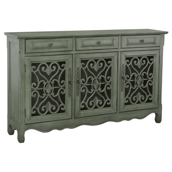 Madeline - 3-Drawer Scrollwork Accent Cabinet - Antique Green - JaxCo Furniture