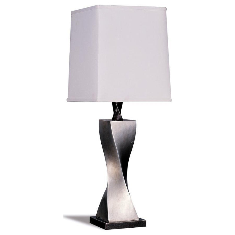 Keene - Tapered Shade Table Lamp Silver (Set of 2) - Distressed Silver - JaxCo Furniture
