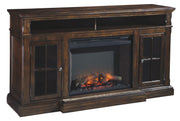 Roddinton - Dark Brown - XL TV Stand W/Fireplace Option - JaxCo Furniture