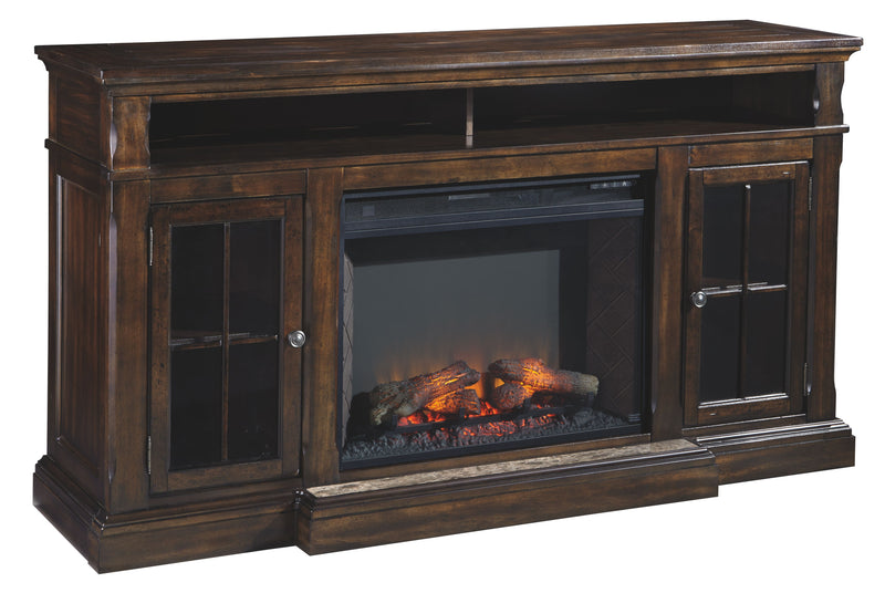 Roddinton - Dark Brown - XL TV Stand W/Fireplace Option - JaxCo Furniture