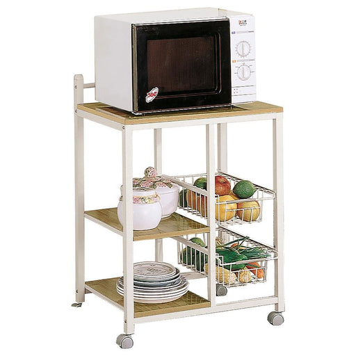 Kelvin - 2-Shelf Mobile Kitchen Cart - Natural Brown And White - JaxCo Furniture