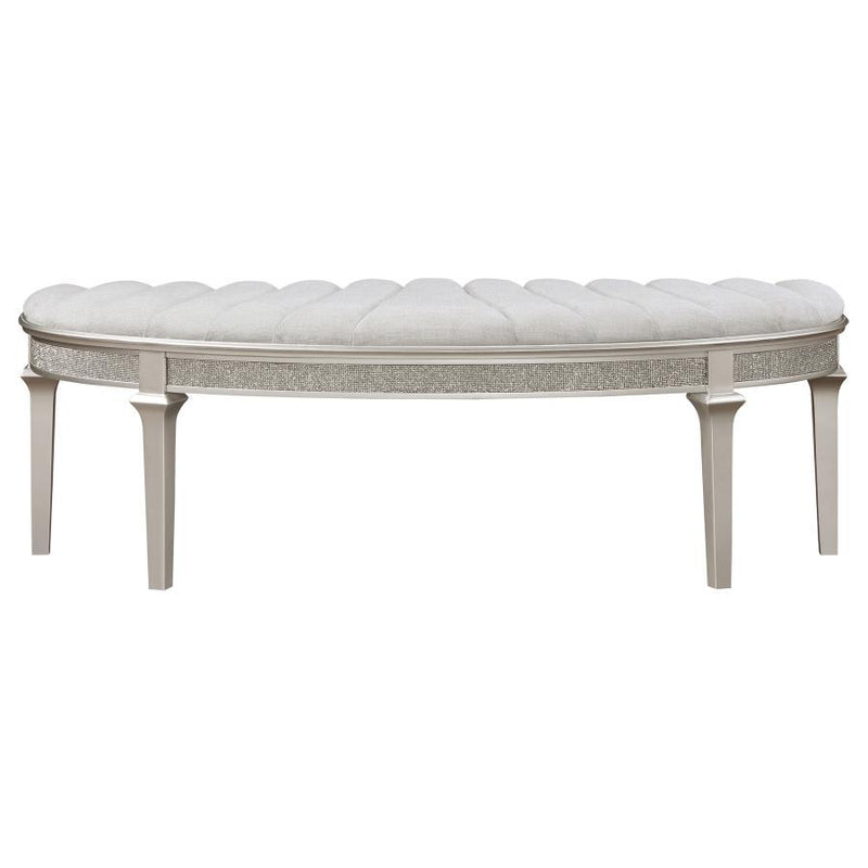 Evangeline - Curved Fabric Upholstered Bench - Silver Oak - JaxCo Furniture