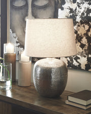 Magalie - Antique Silver Finish - Metal Table Lamp - JaxCo Furniture